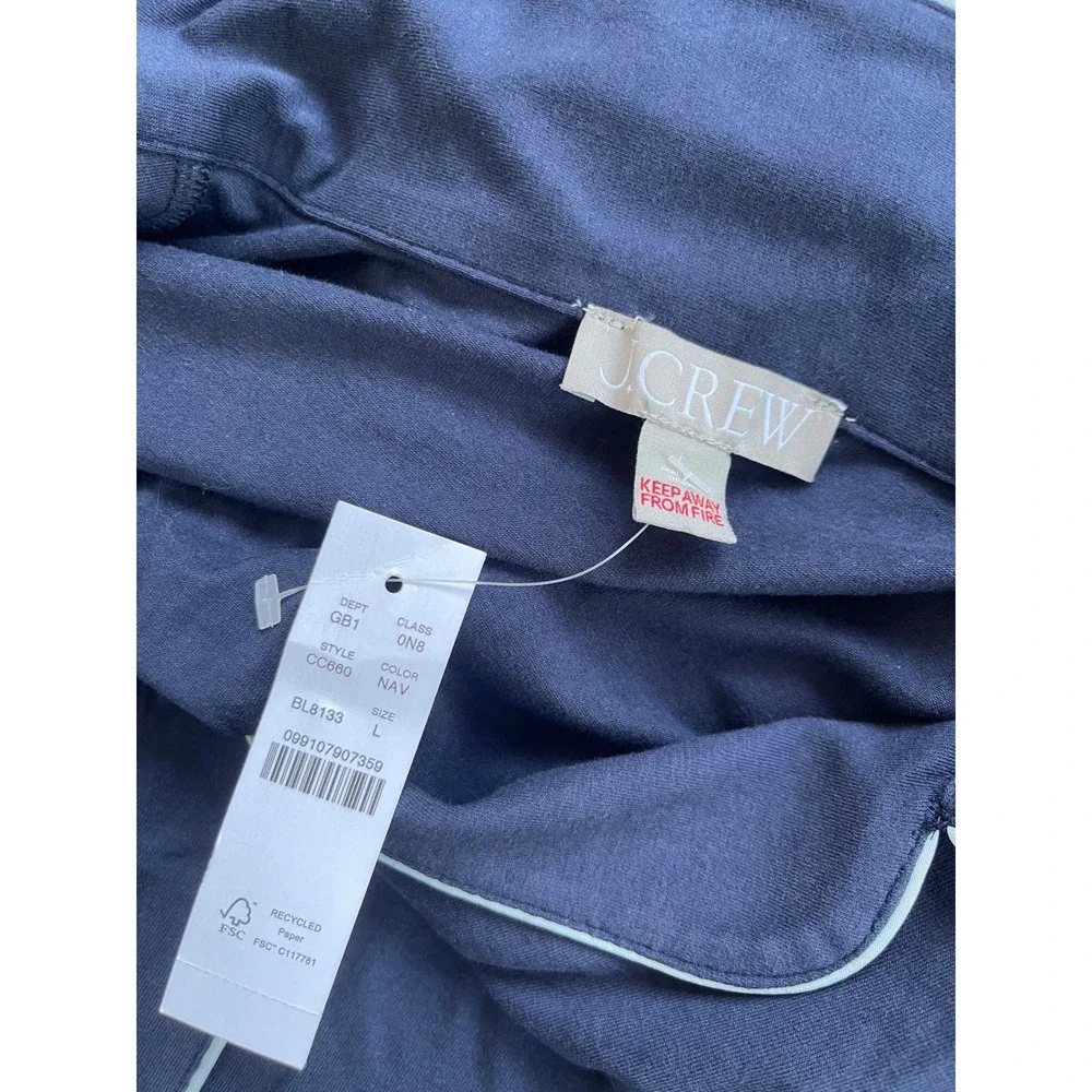 J.Crew Dreamy Cotton-blend Pajama Pant Set Navy Blue Large NEW Lounge CC660